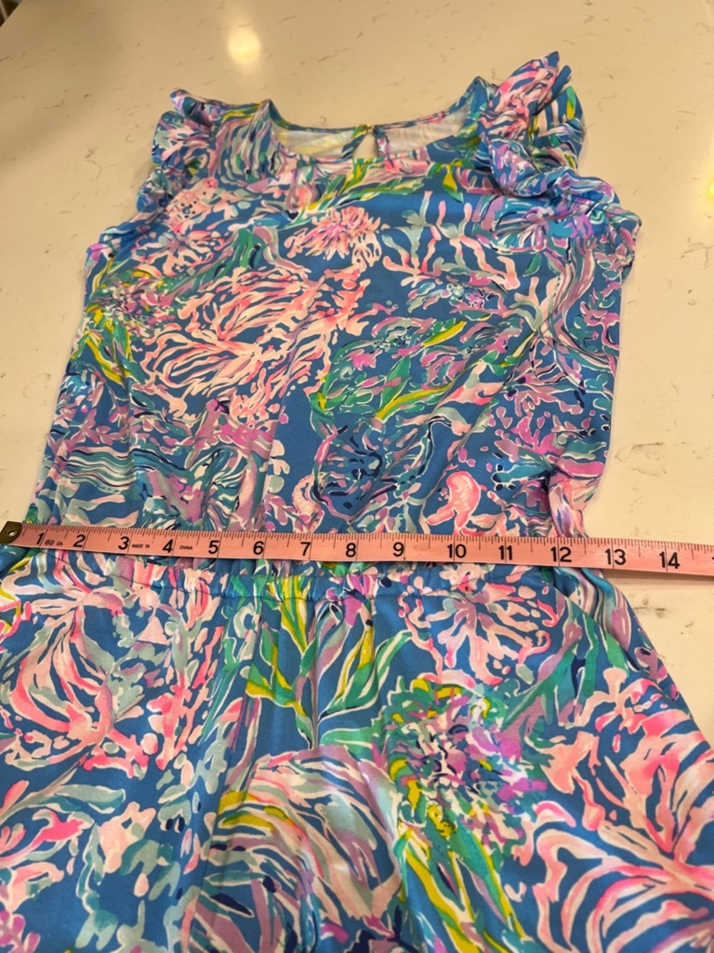 Lilly Pulitzer Patsi Romper All Together Now Print Blue Pink - Picture 10 of 12